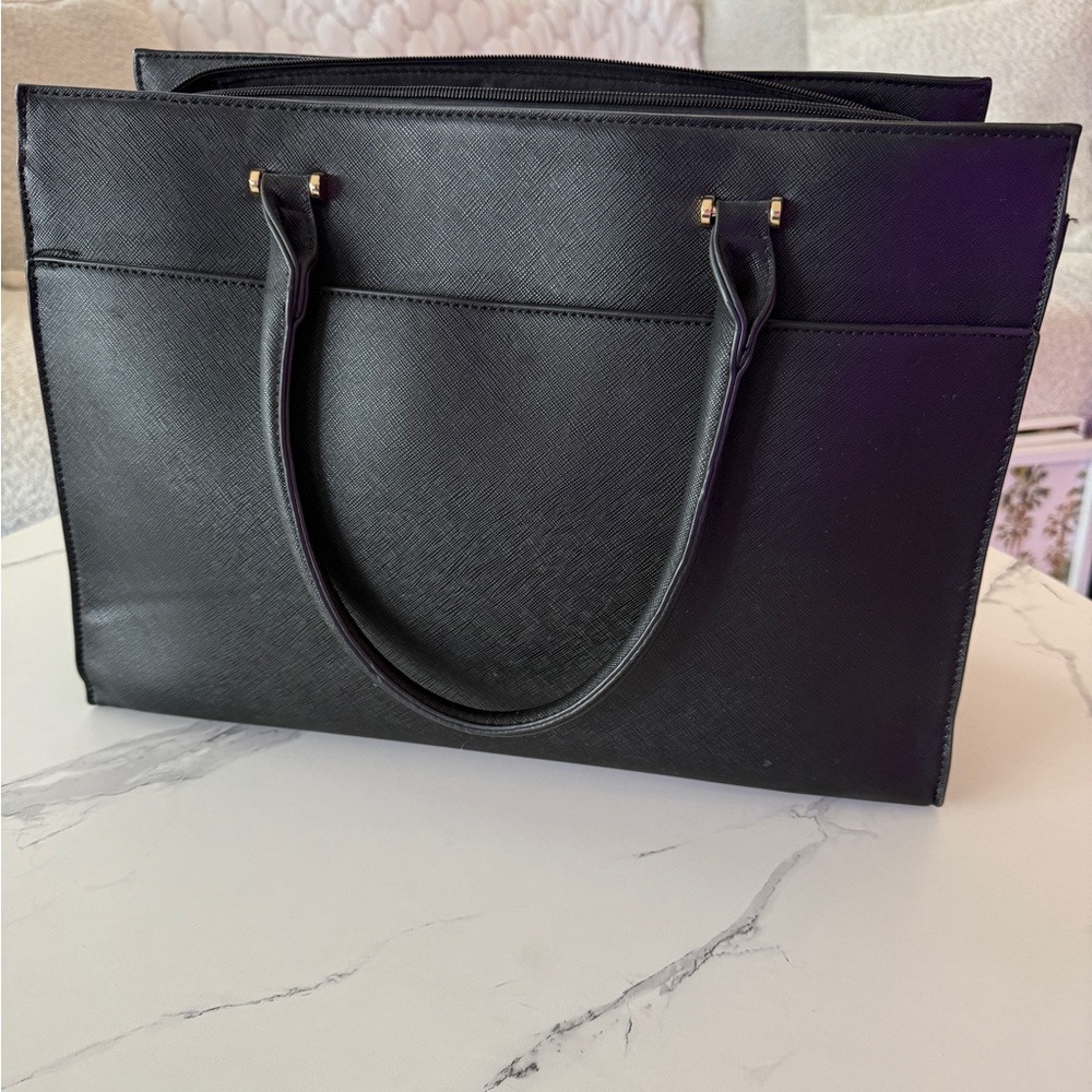 Structured Black Tote Handbag - Classic Work Bag